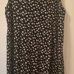 J Jill Scoop Neck Black and White Floral Sleeveless Dress Size L Tall